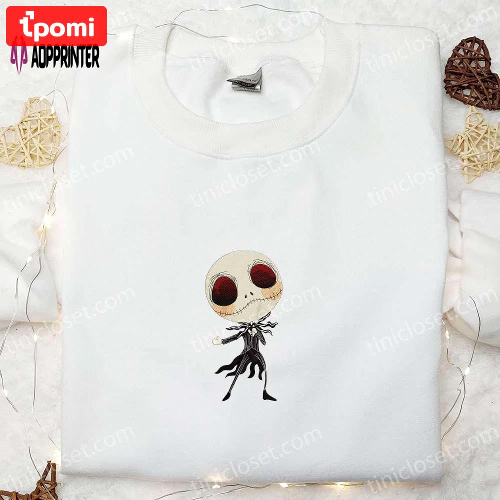 Dancing jack skellington embroidered shirt: best halloween movie gift for family Embroidered Shirt