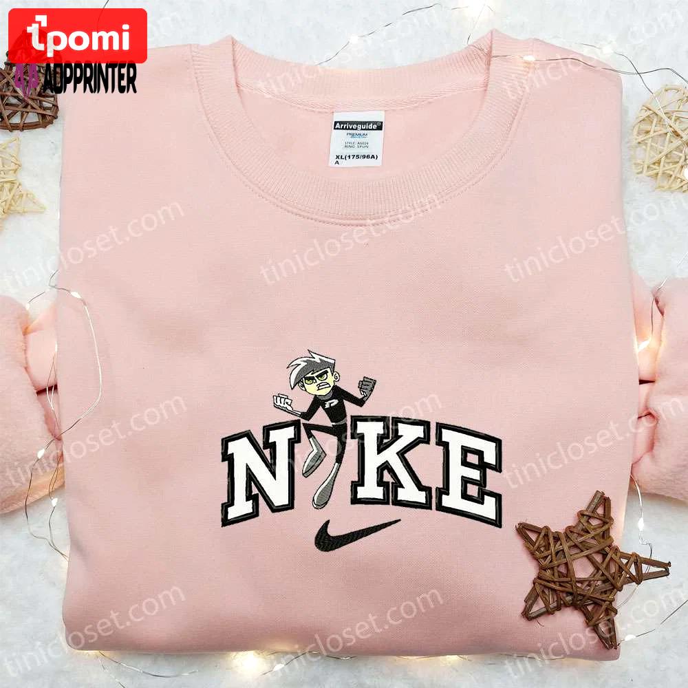 Danny phantom x nike cartoon embroidered shirt: stylish & iconic collaboration for fans! Embroidered Shirt