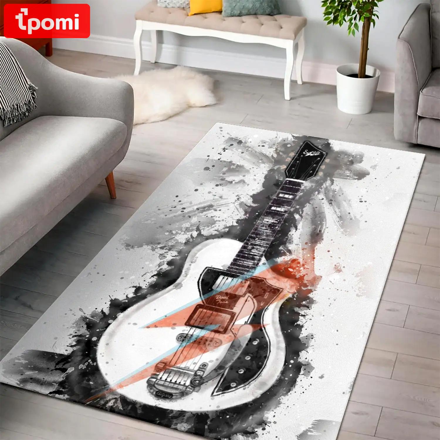 David bowie s guitar area rug living room rug home decors gift for fans halloween gift Rectangle Rug