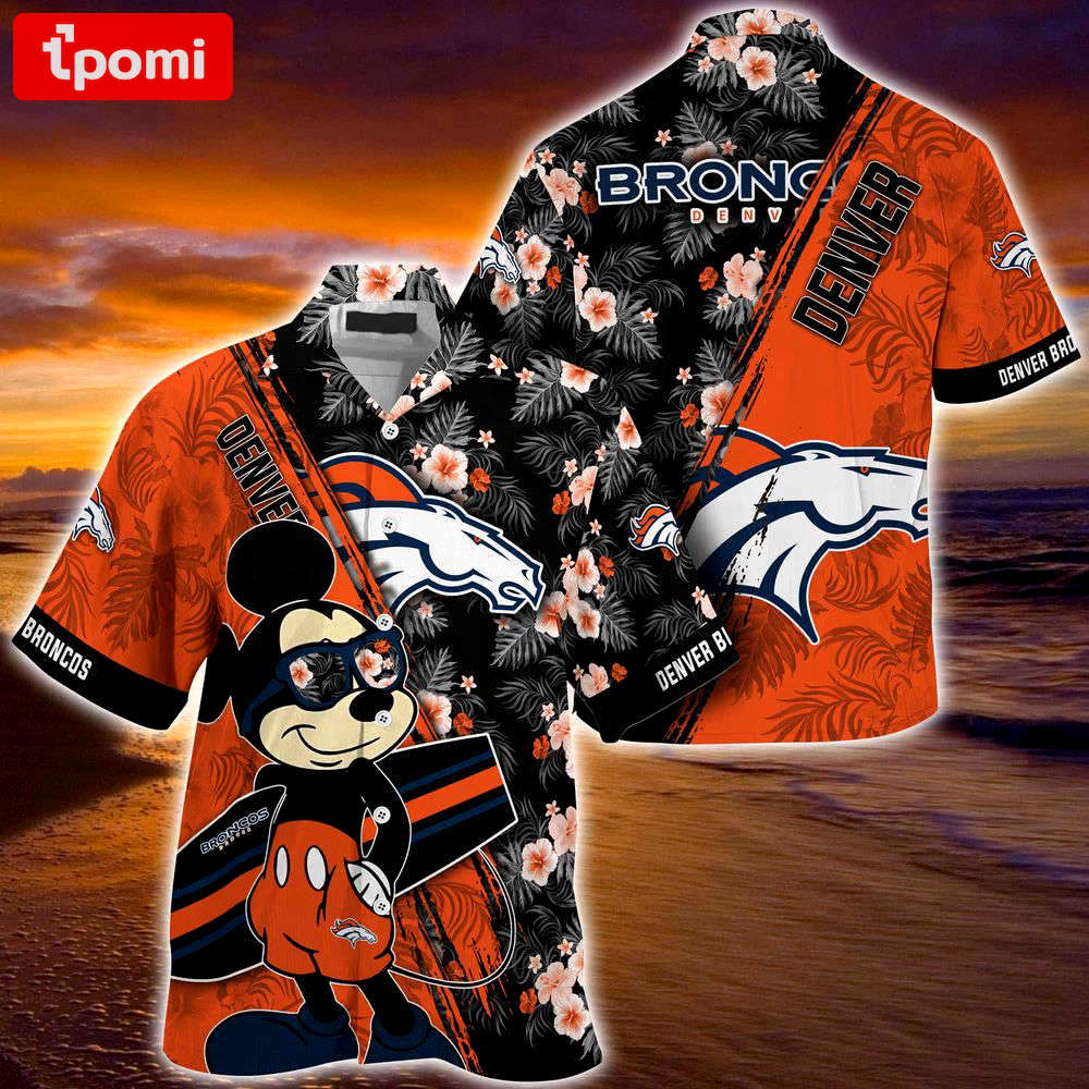 Denver broncos nfl-summer hawaii shirt mickey and floral pattern for sports fans Hawaii Shirt
