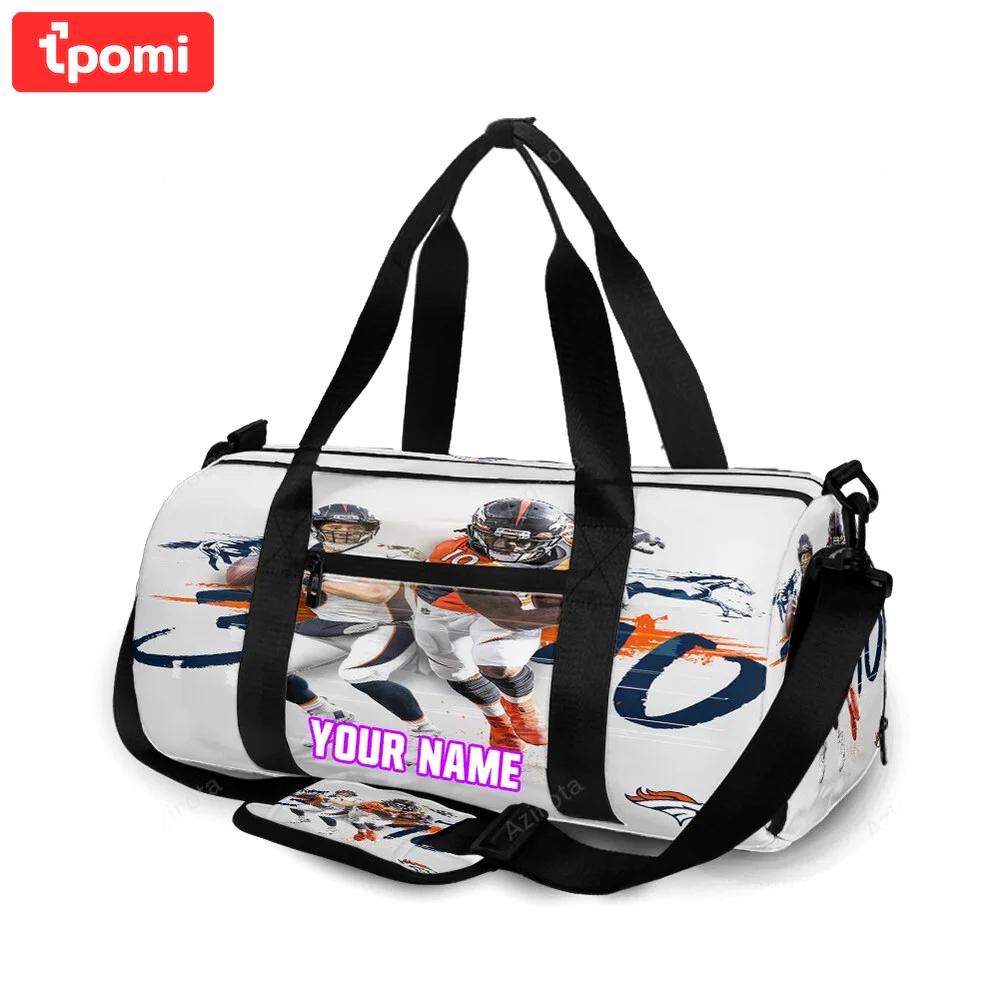 Denver broncos russell wilson x jerry jeudy v54 personalized name travel bag gym bag 1093 Travel Bag