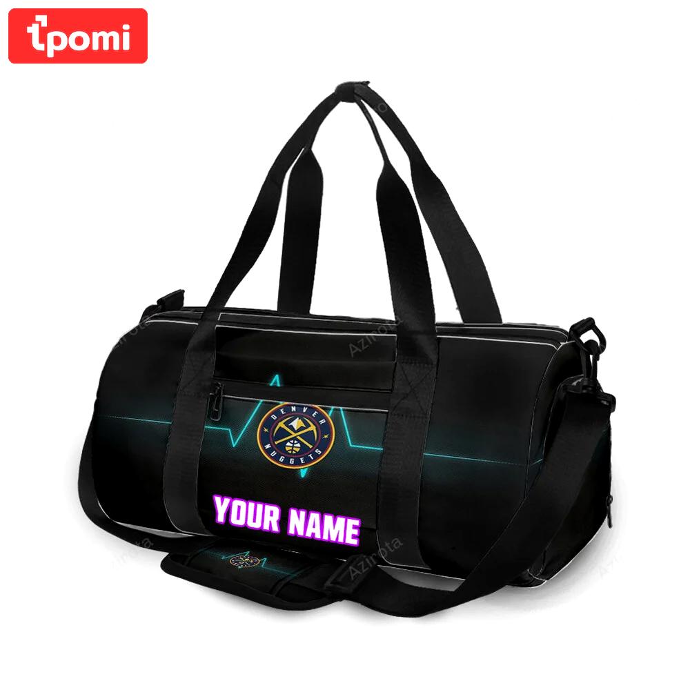 Denver nuggets heart beat black personalized name travel bag gym bag 1717 Travel Bag