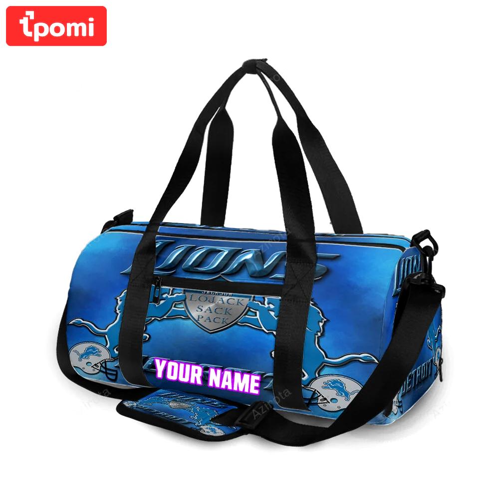 Detroit lions emblem 94 lawrence jackson personalized name travel bag gym bag 852 Travel Bag