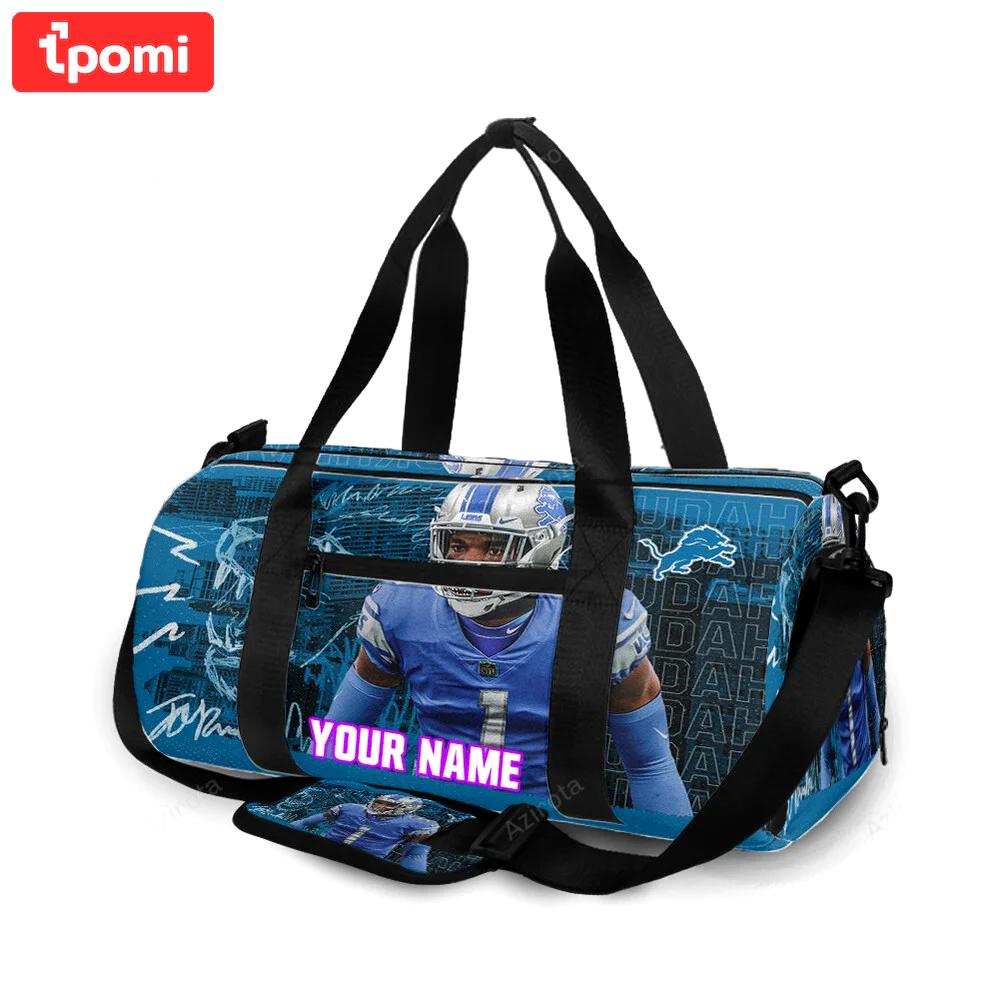 Detroit lions jeff okudah 1 v2 personalized name travel bag gym bag 1895 Travel Bag
