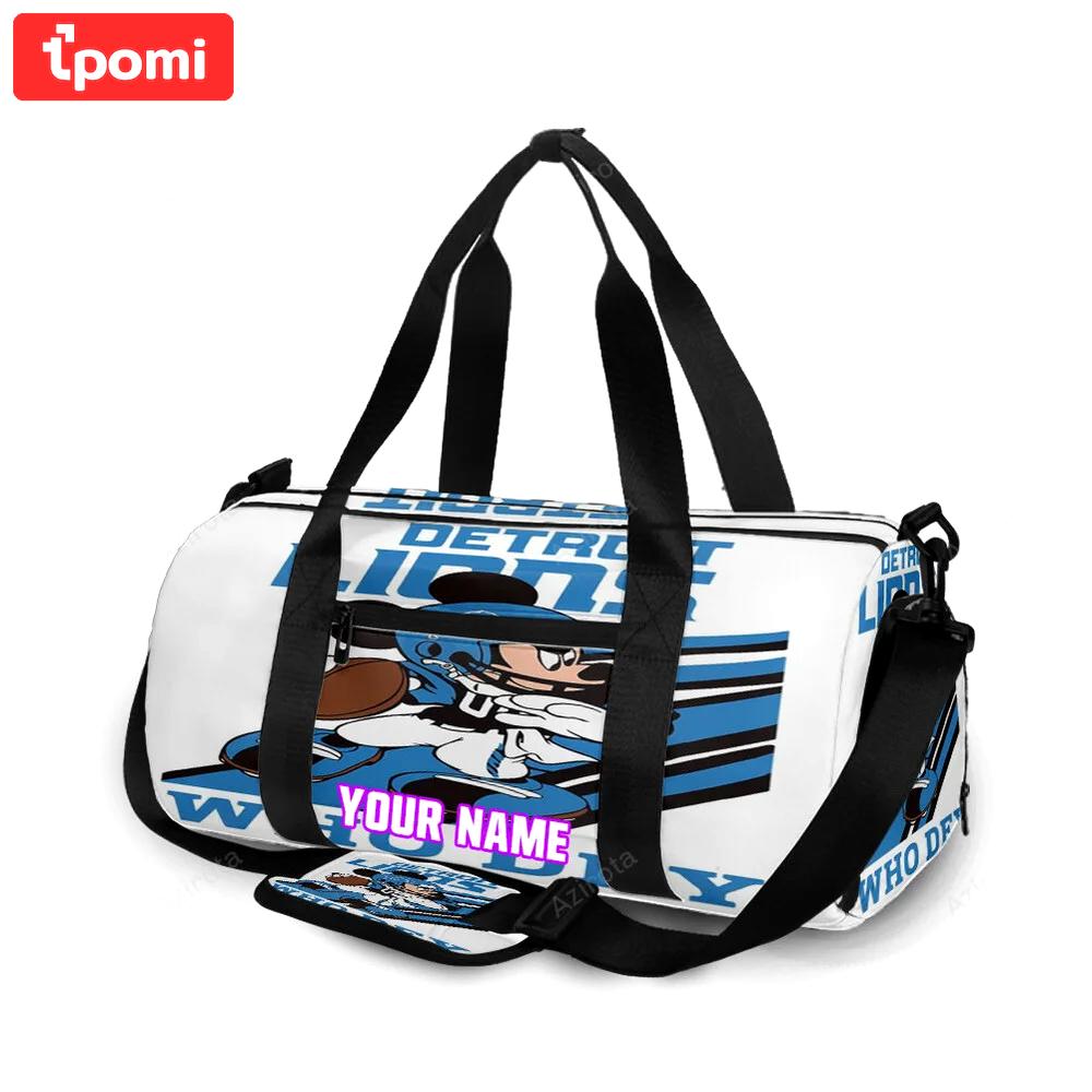 Detroit lions mickey play personalized name travel bag gym bag 1162 Travel Bag