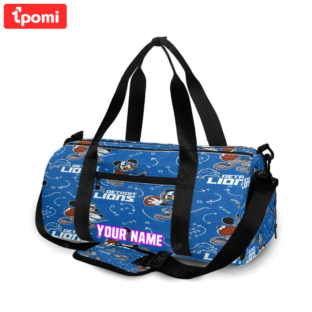 Detroit lions mickey seamless personalized name travel bag gym bag 1035 Travel Bag