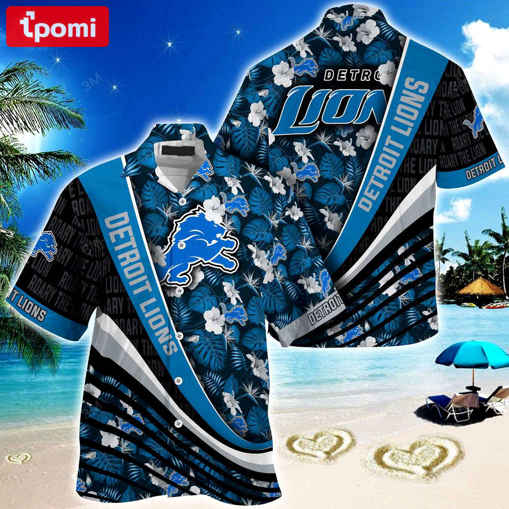 Detroit lions nfl-summer hawaii shirt with tropical flower pattern  for men and women Hawaii Shirt