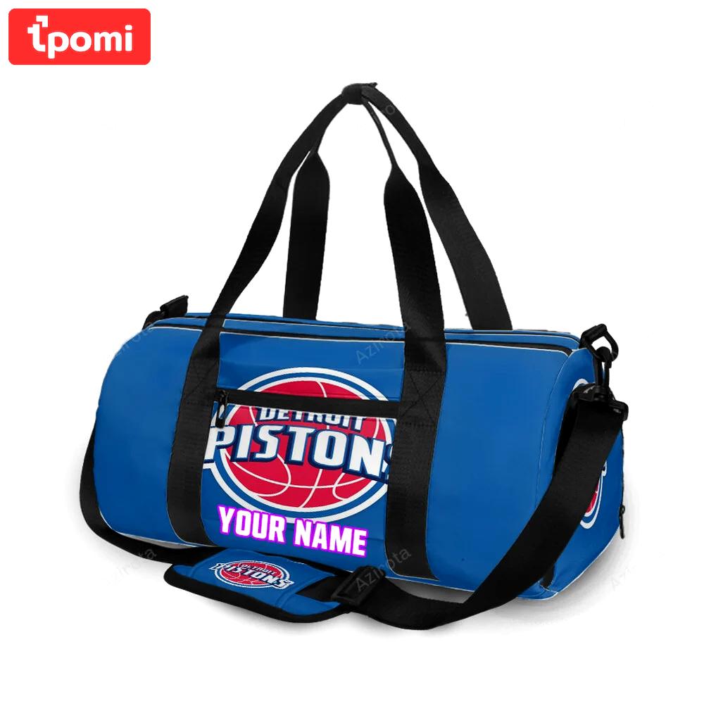 Detroit pistons blue personalized name travel bag gym bag 1352 Travel Bag