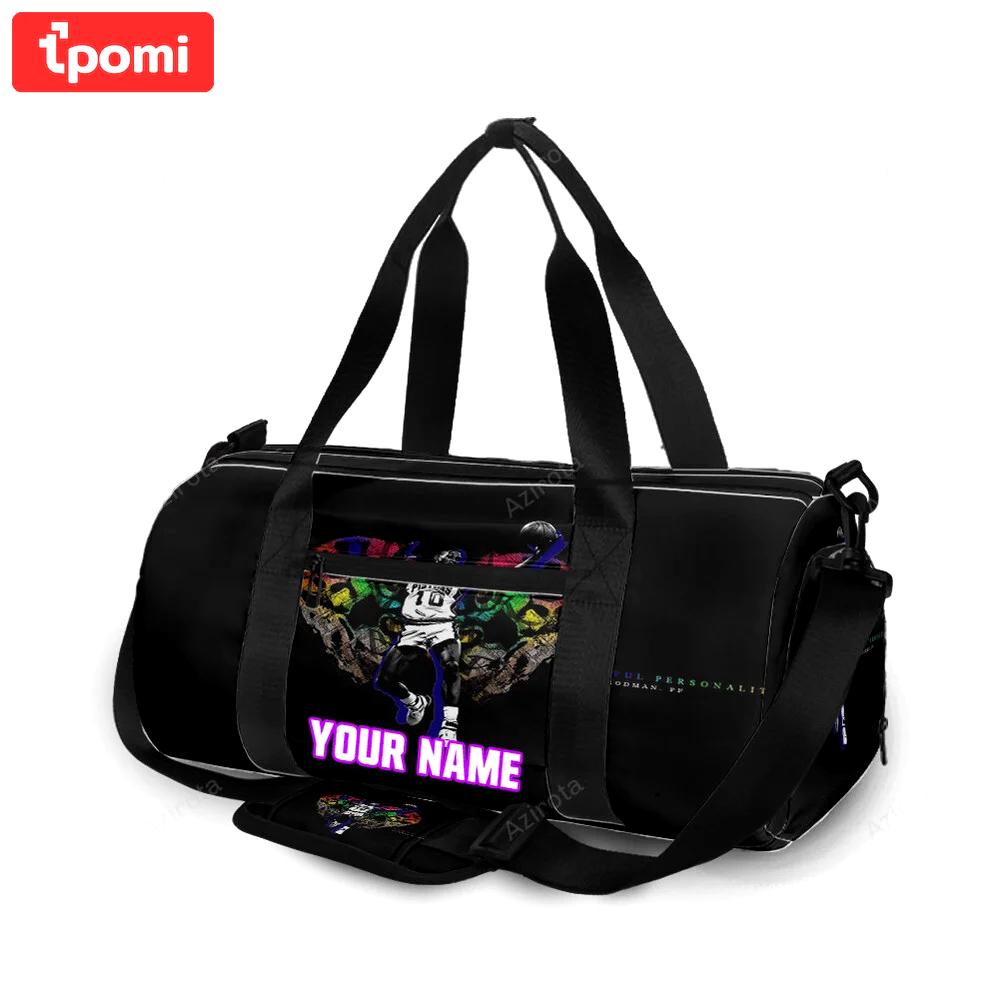 Detroit pistons dennis rodman2 personalized name travel bag gym bag 721 Travel Bag