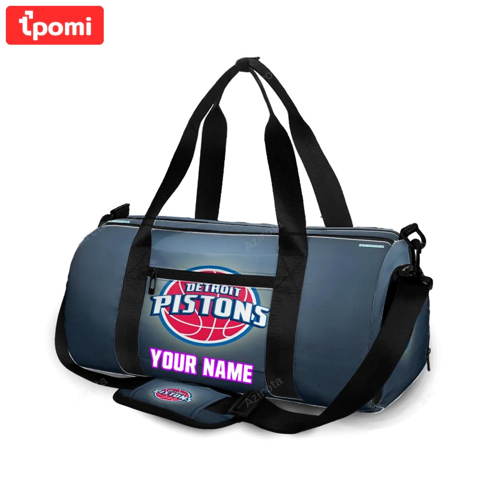 Detroit pistons gray personalized name travel bag gym bag 345 Travel Bag