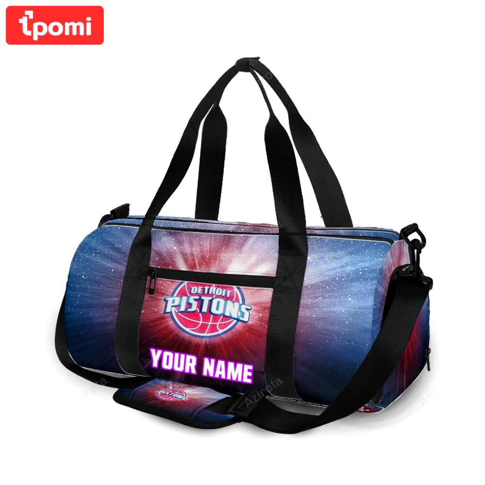 Detroit pistons red blue galaxy personalized name travel bag gym bag 1594 Travel Bag