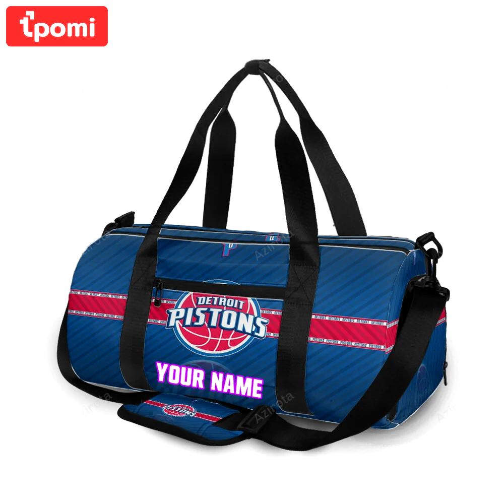 Detroit pistons red line blue personalized name travel bag gym bag 978 Travel Bag