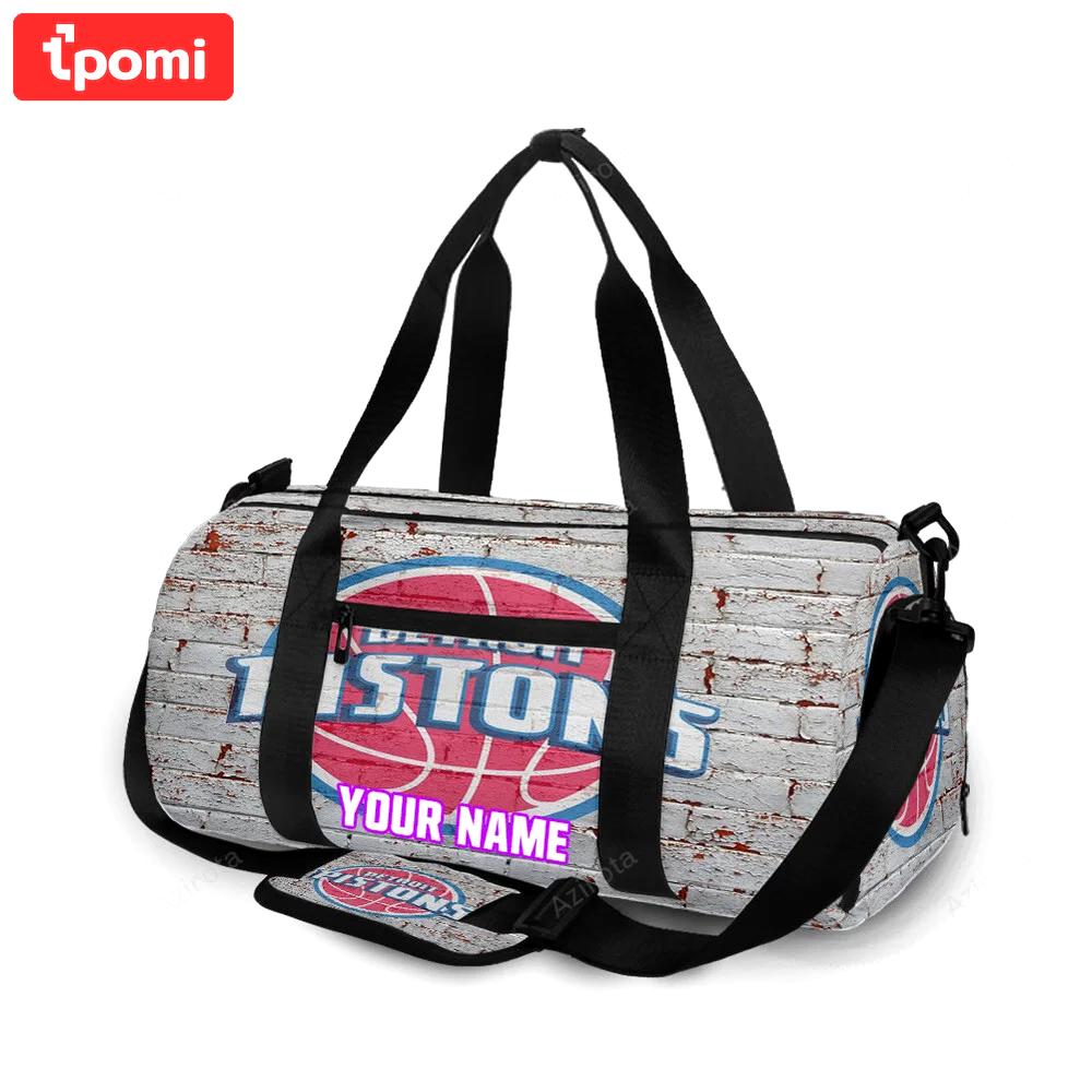 Detroit pistons white brick wall personalized name travel bag gym bag 1086 Travel Bag