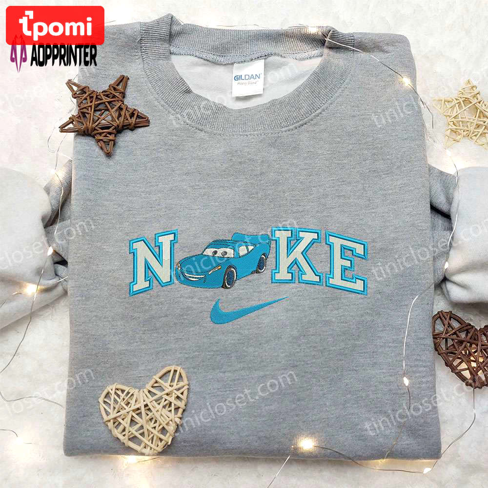 Dinoco 95 x nike embroidered shirt: car cartoon & custom design for a unique style! Embroidered Shirt