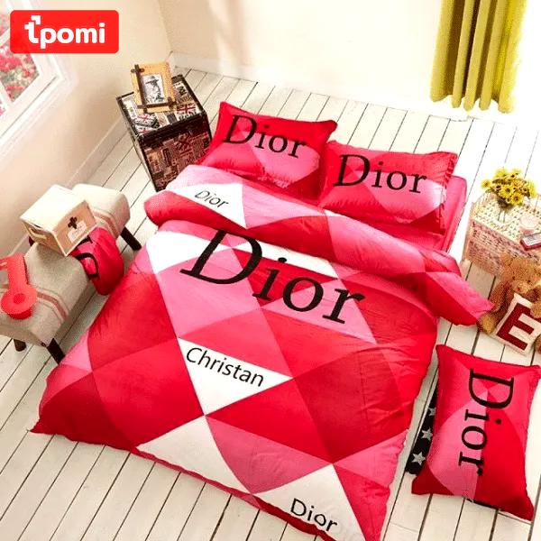 Dior checked red pink logo type 1886 Bedding Sets covers home decor bedspread premium fashion brand sheets luxury ideas hyperbeast Bedroom duvet bed linen blankets bedclothes