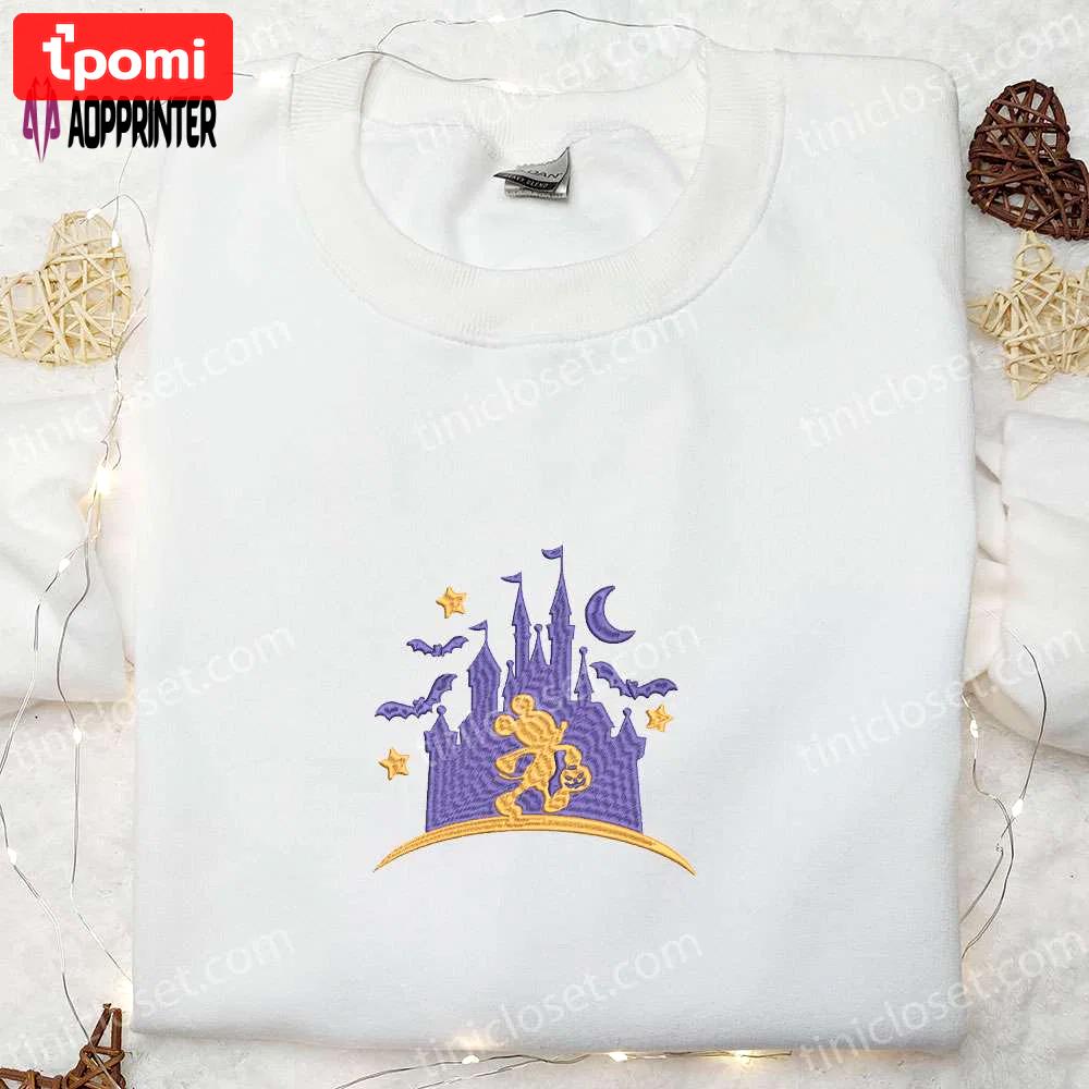 Disney castle mickey halloween embroidered shirt – adorable & spooky disney halloween shirt Embroidered Shirt
