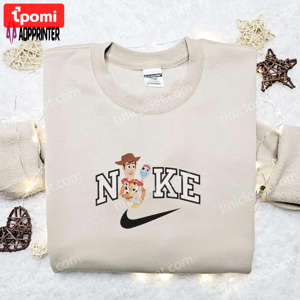Disney characters embroidered sweatshirt: woody hourse x nike cartoon shirt – perfect family gift Embroidered Shirt