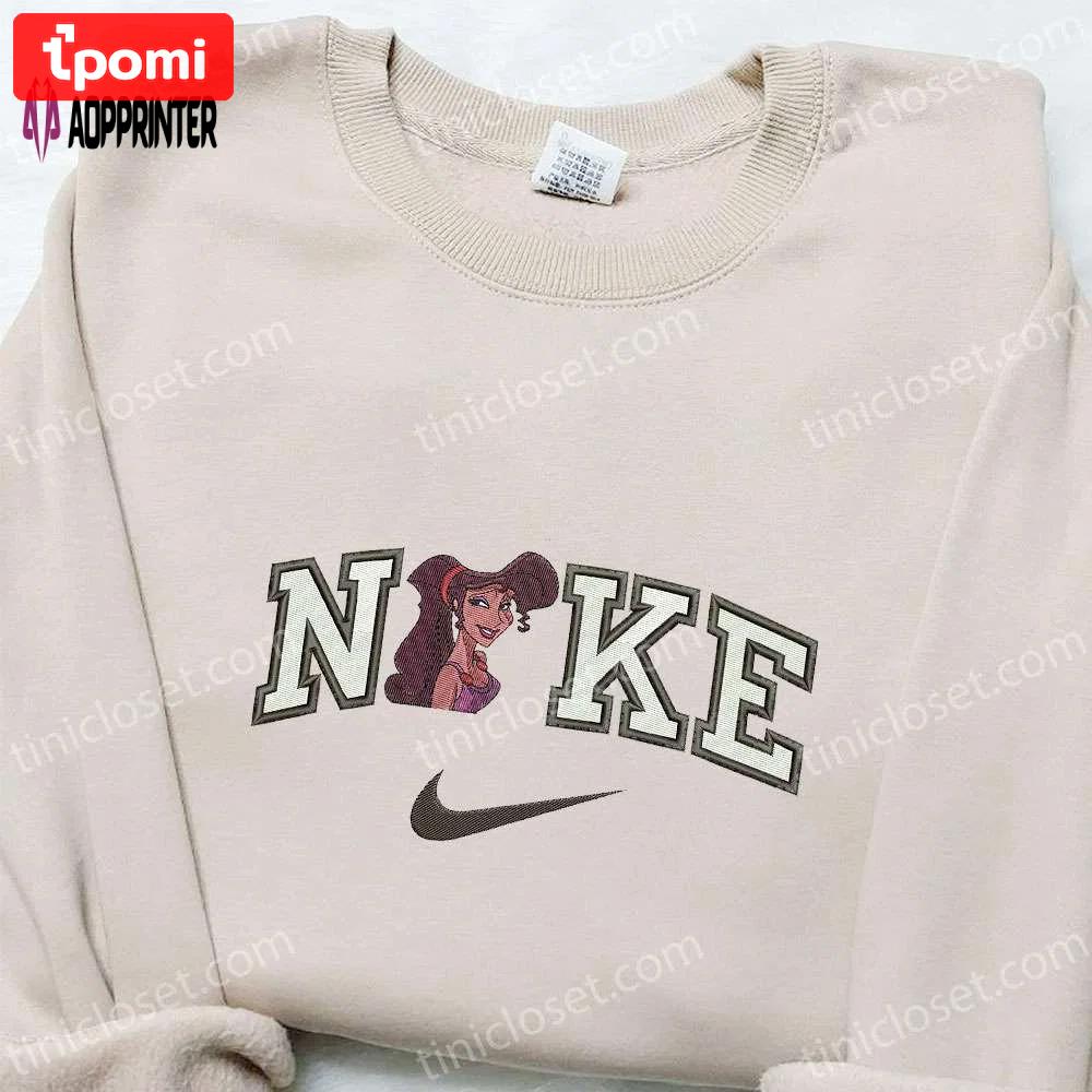 Disney characters embroidered tshirt megara x nike cartoon shirt nike inspired embroidery Embroidered Shirt