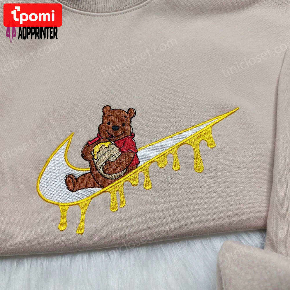 Disney winnie the pooh nike sweatshirt: custom embroidered hoodie with nike swoosh Embroidered Shirt