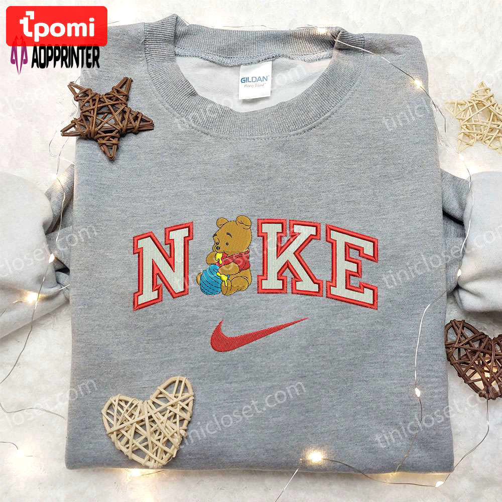 Disney winnie the pooh x nike embroidered sweatshirt: stylish nike inspired shirt Embroidered Shirt