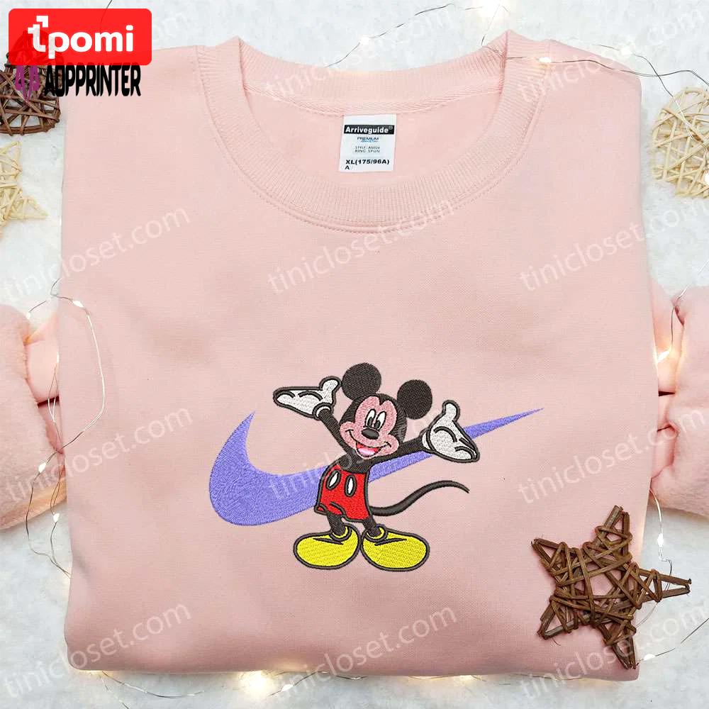 Disney x nike: mickey mouse embroidered hoodie & cartoon shirt nike inspired characters Embroidered Shirt