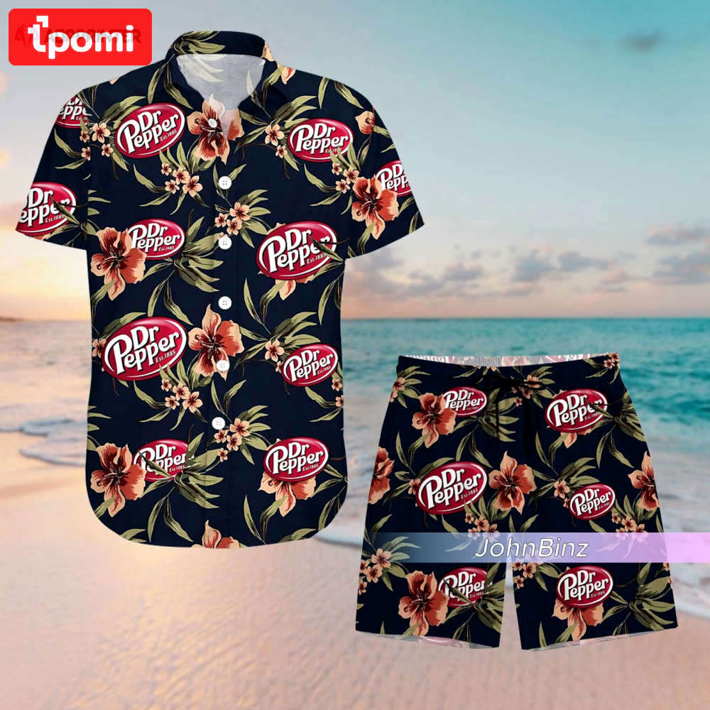 Dr pepper hawaiian shirt & beachwear: unisex button down shorts & gifts Hawaii Shirt