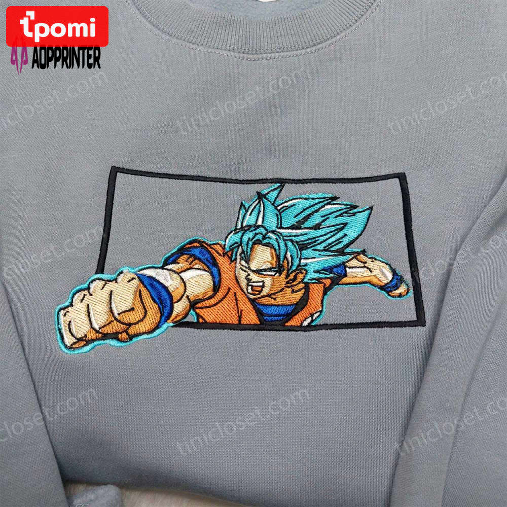 Dragon ball goku vegeta super saiyan blue embroidered shirt sweatshirt & hoodie: anime-inspired must-haves Embroidered Shirt