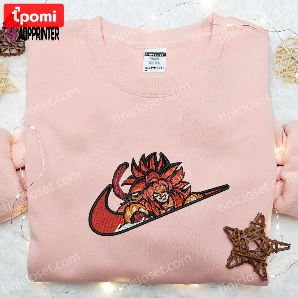Dragon ball nike anime embroidered shirt & sweatshirt: super saiyan 4 goku & vegeta nike inspired Embroidered Shirt