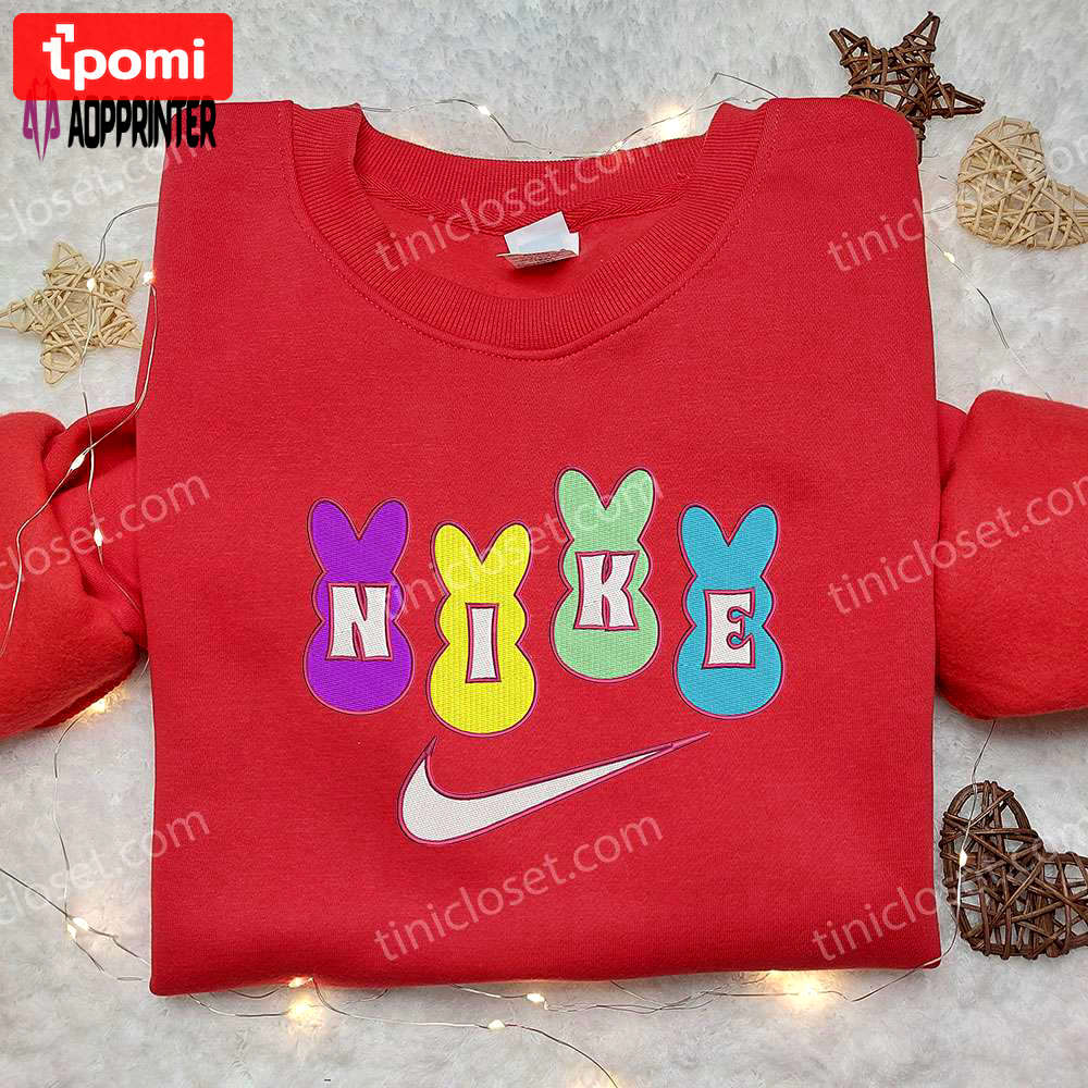 Easter rabbit x nike embroidered shirt: custom gift for son Embroidered Shirt