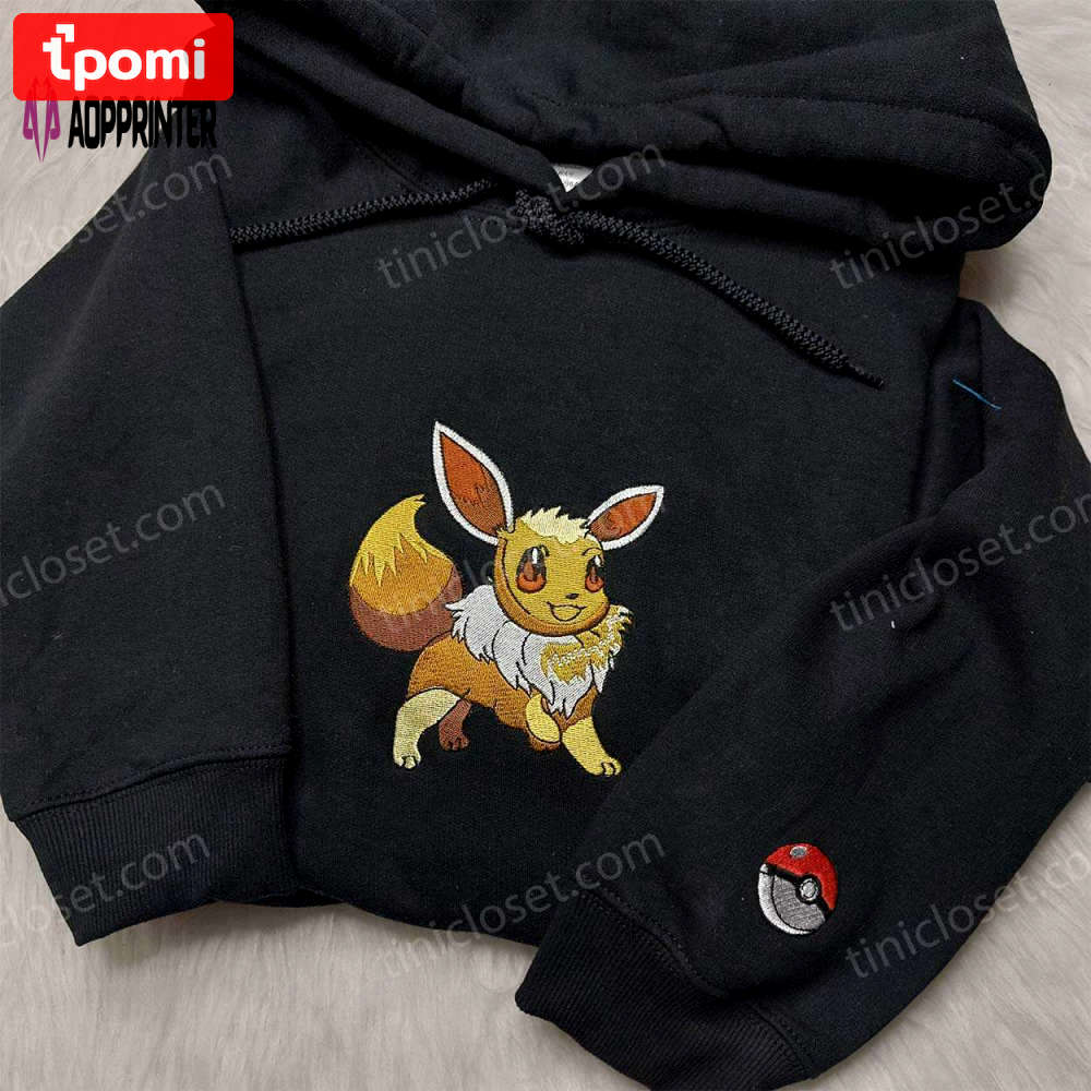 Eevee pokemon embroidered shirt – best anime fan gift for pokemon lovers Embroidered Shirt