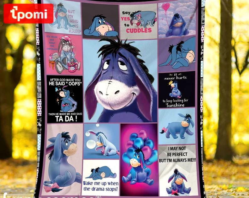 Eeyore fleece blanket, eeyore quotes throw blanket for couch sofa, pooh and friends blanket, christmas gift Quilt Blanket
