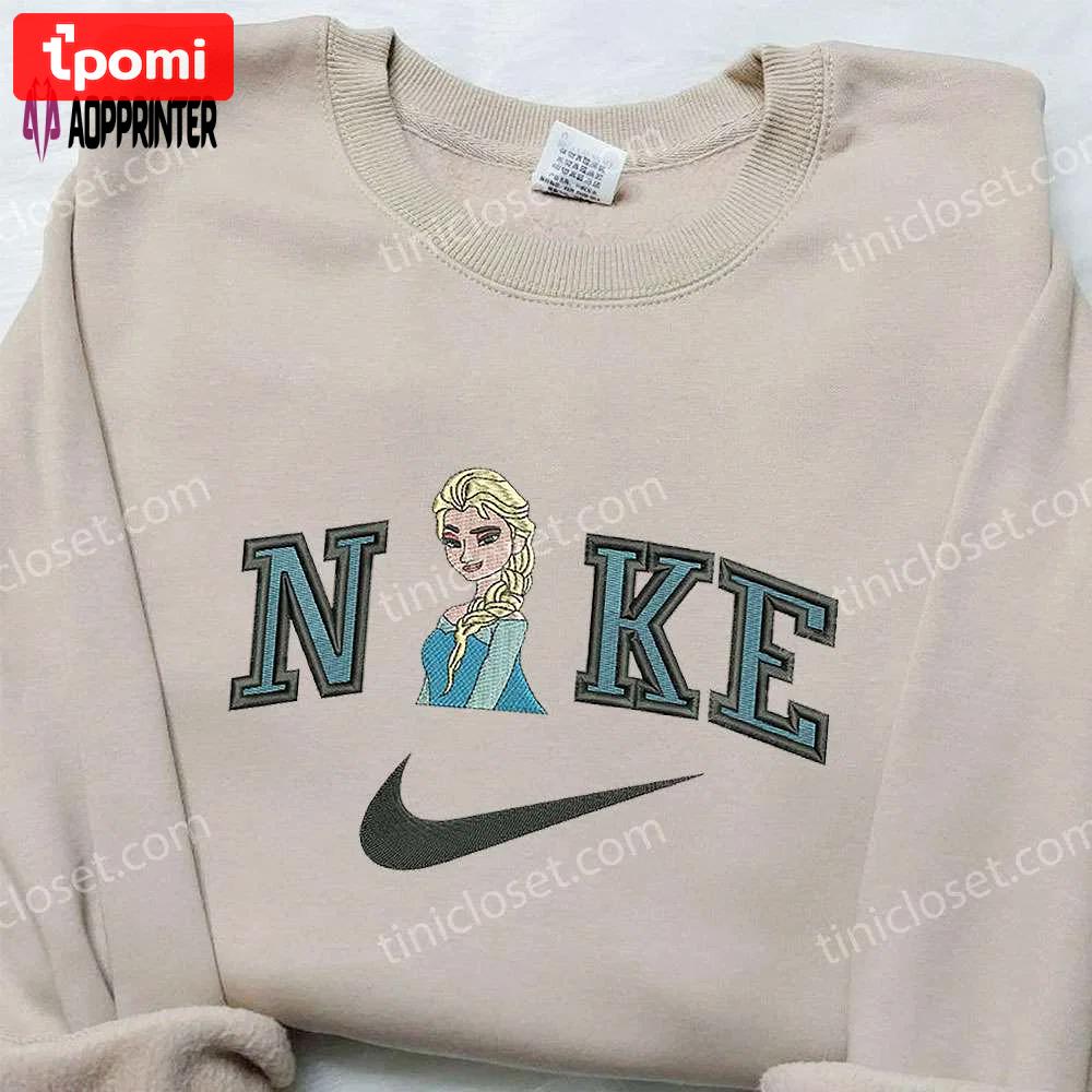 Elsa x nike embroidered shirt – frozen & custom nike design Embroidered Shirt