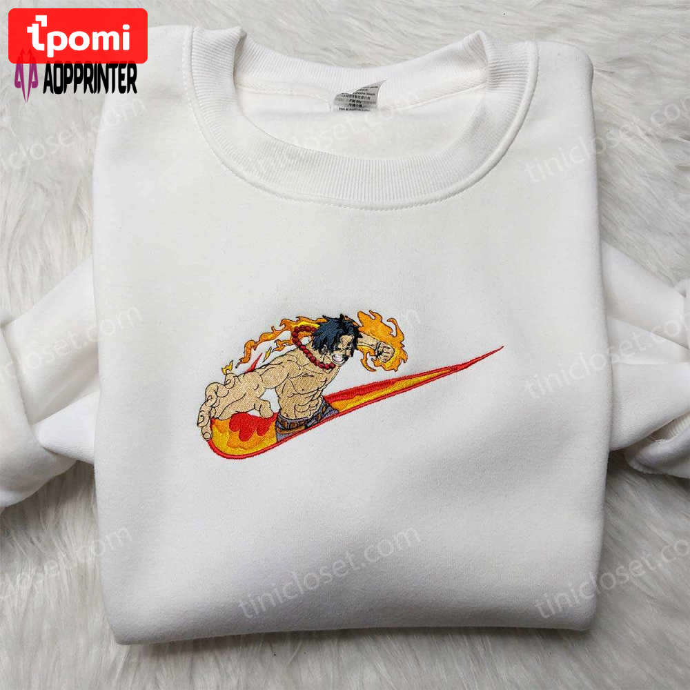Exclusive portgas d ace nike embroidered shirt & one piece hoodie hot topic anime merch Embroidered Shirt