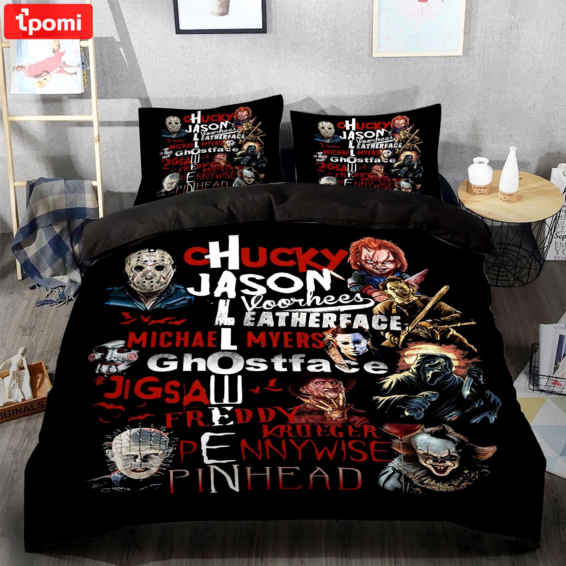 Famous horror movie quotes  - chucky- pennywise ghostface michael. Bedding Sets bedroom idea home decor covers bed linen blankets bedclothes sheets duvet bedspread