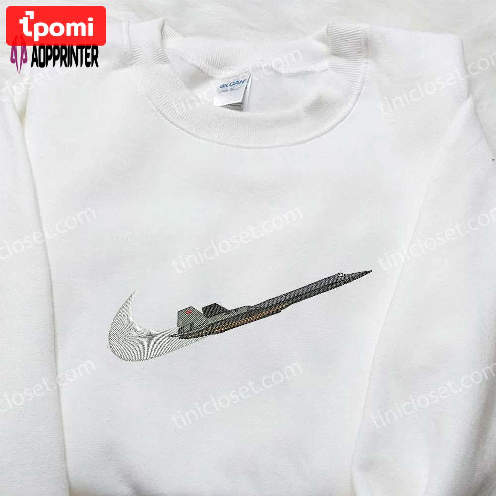 Fighter aircraft x nike embroidered shirt – stylish nike inspired family gift Embroidered Shirt