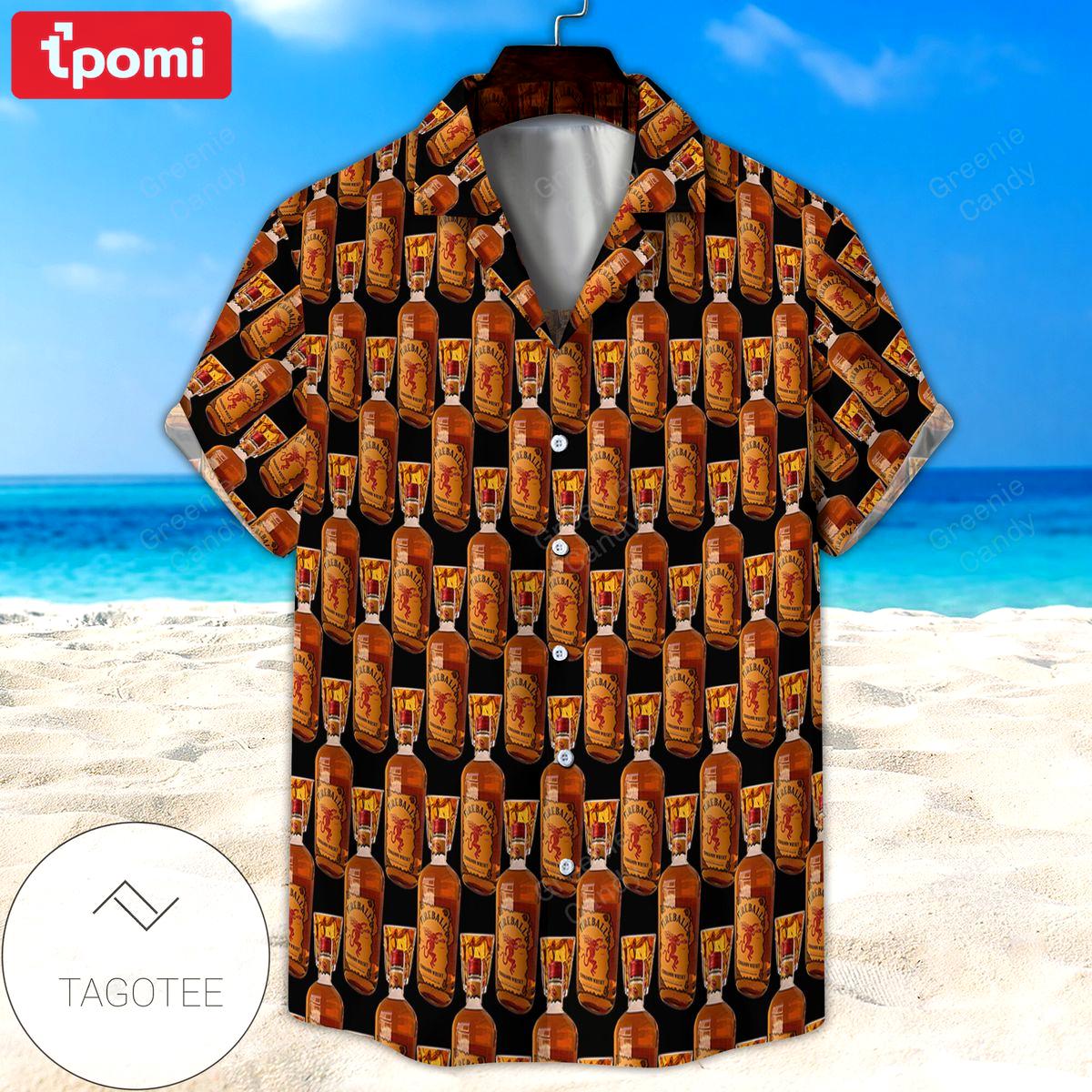 Fireball whisky bottle seamless all over print 3d unisex hawaiian shirt and beach short Hawaii Shirt Shorts & Flip Flops