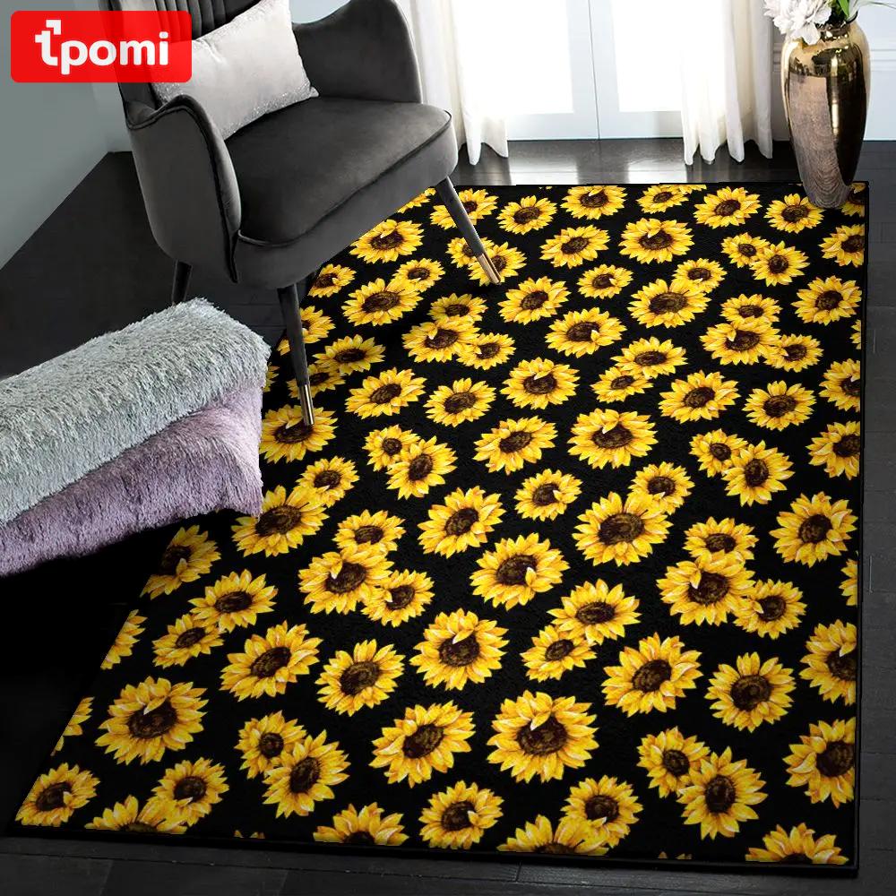 Flower dining room rug, yellow sunflowers gs cl rug Rectangle Rug