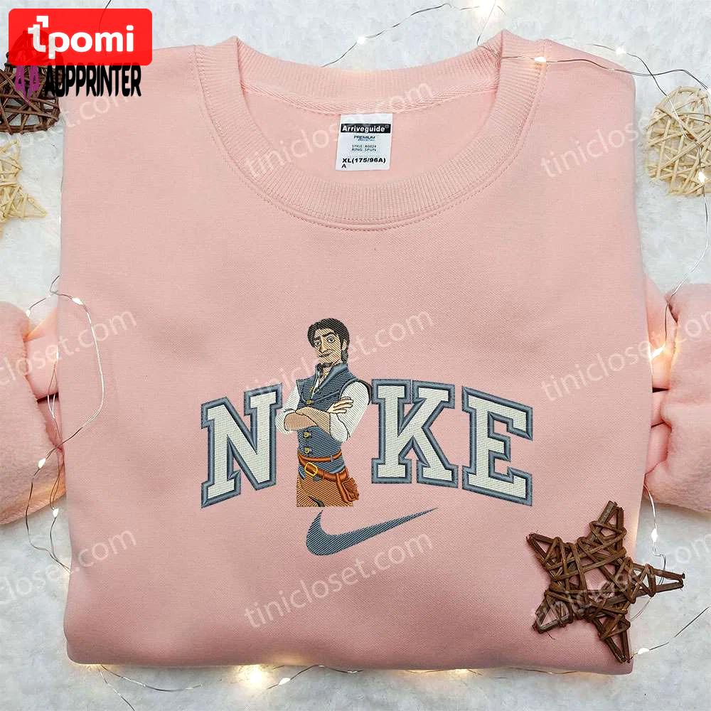 Flynn rider x nike embroidered shirt: tangled custom design for iconic style! Embroidered Shirt