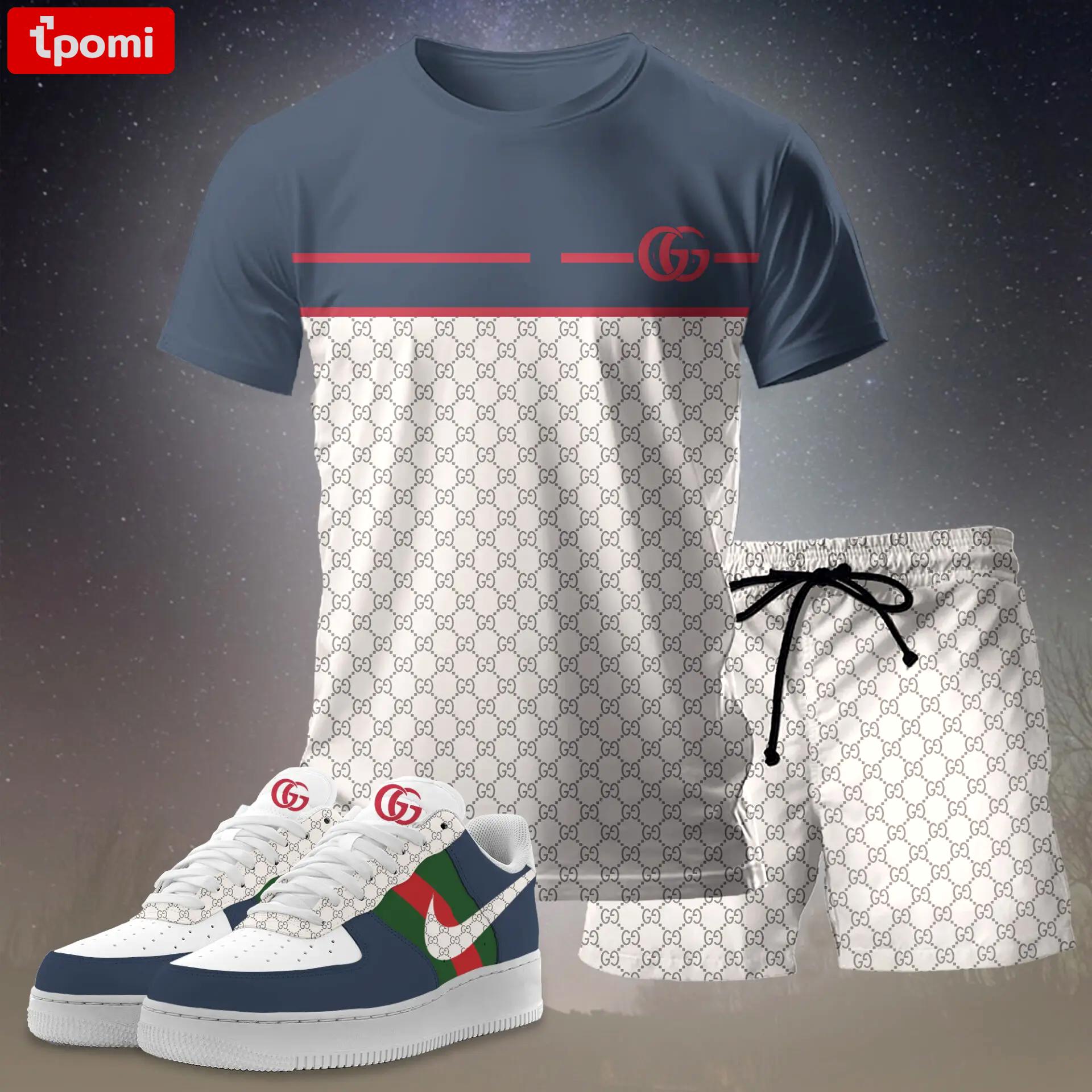 For the girls who love clean sporty contrast, minimal stripe logo tee outfit t-shirt – navy and white monogram print | casual everyday outfit aesthetic ideas T-Shirt Short Sneakers Set