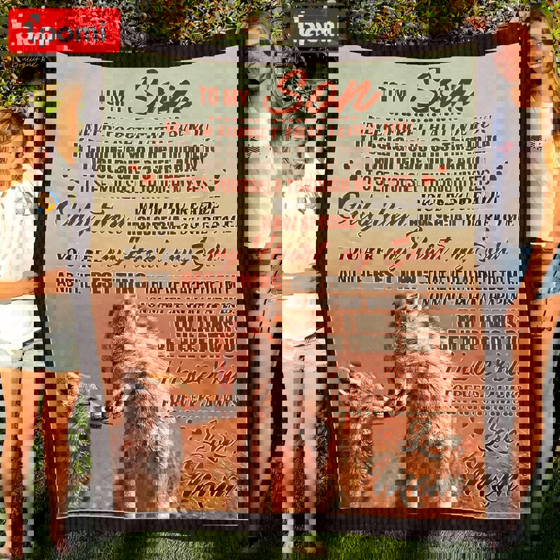 Fox to my son never forget that i love you i will always be there fleece blanket, mink sherpa blanket, son gift, fox blanket for son Quilt Blanket