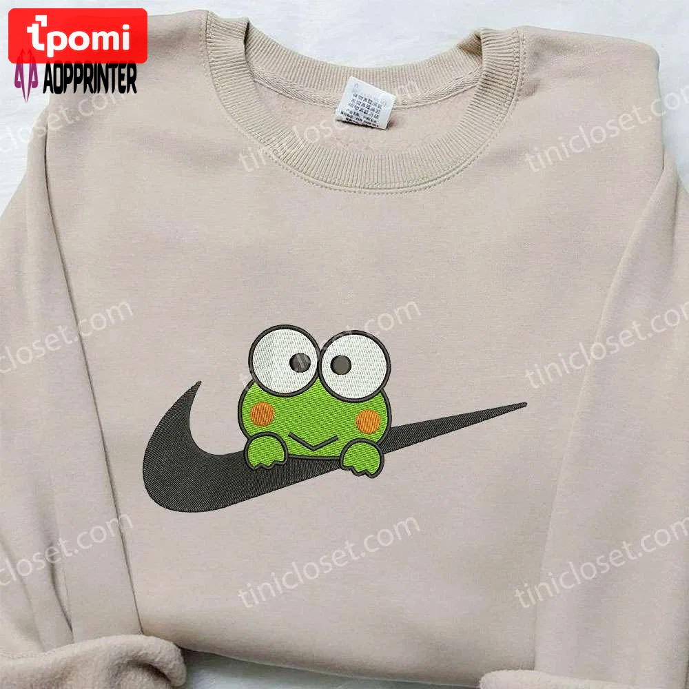 Frog x nike embroidered shirt: custom gift for son stylish & unique nike embroidery Embroidered Shirt