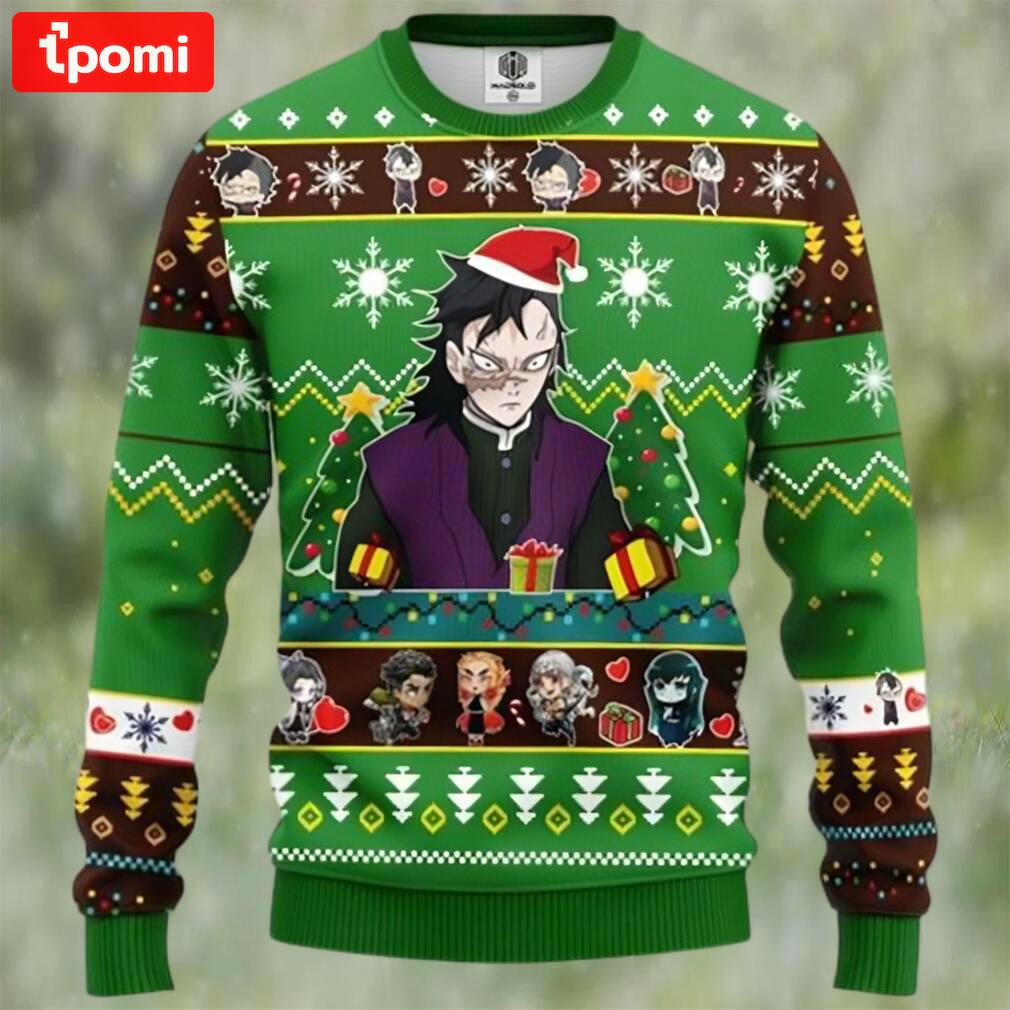 Genya shinazugawa demon slayer chibi demon slayer ugly christmas sweater Christmas Ugly Sweater