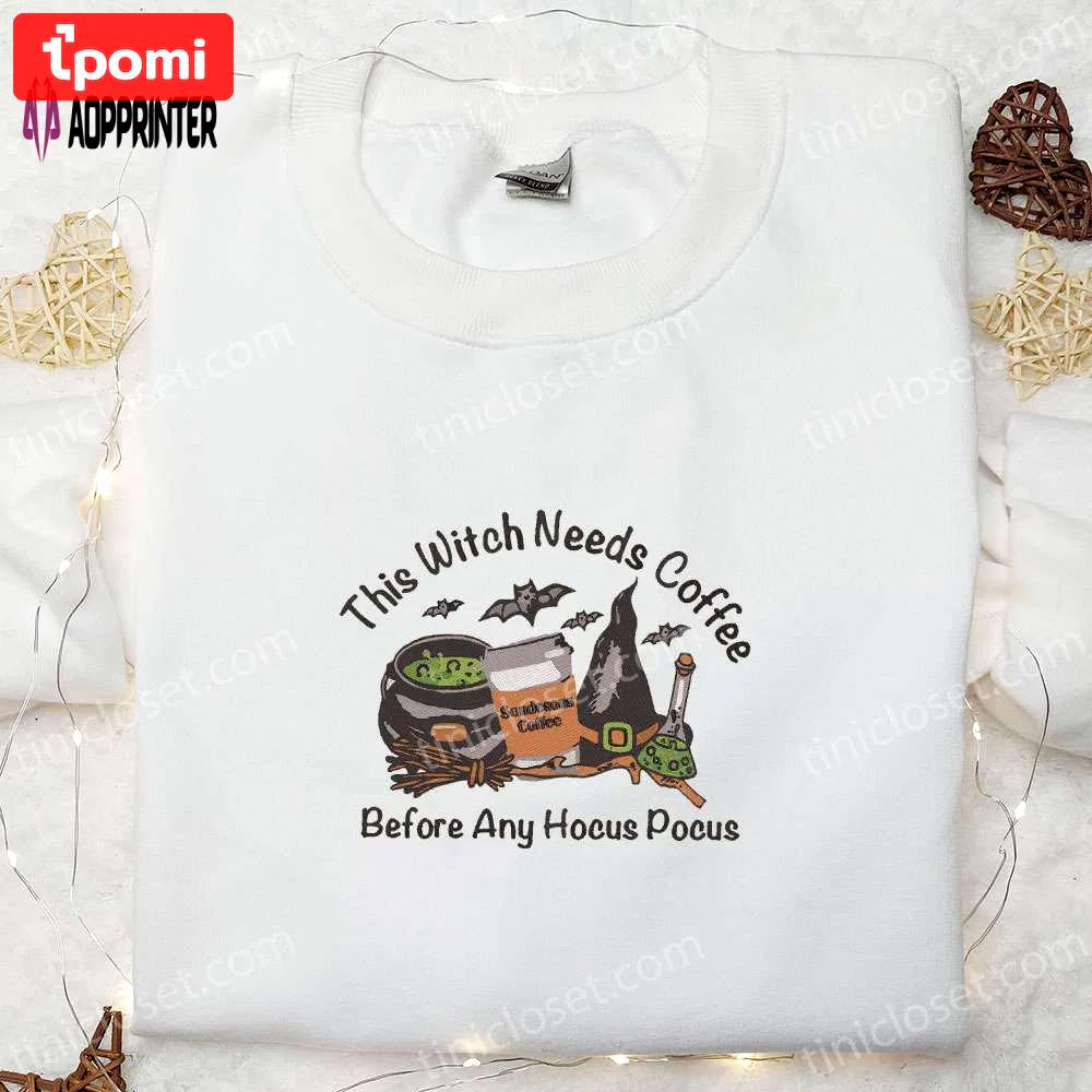 Get your witchy fix with this hocus pocus embroidered shirt! perfect halloween gift for family Embroidered Shirt