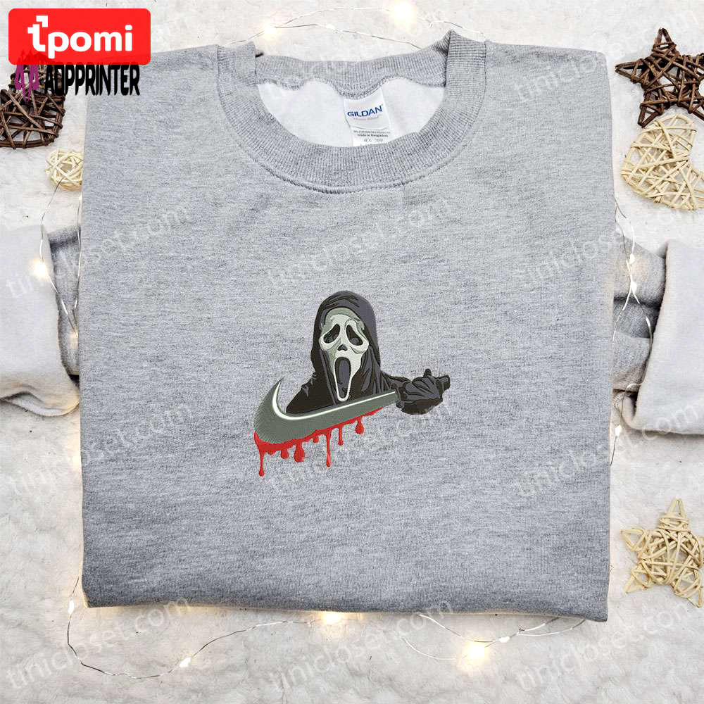 Ghostface x swoosh movie embroidered sweatshirt – best halloween gift for family Embroidered Shirt