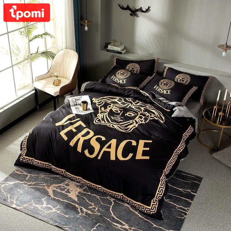 Gianni versace black logo type 756 Bedding Sets blankets bedclothes bedspread duvet luxury ideas premium fashion brand sheets bed linen home decor covers hyperbeast Bedroom