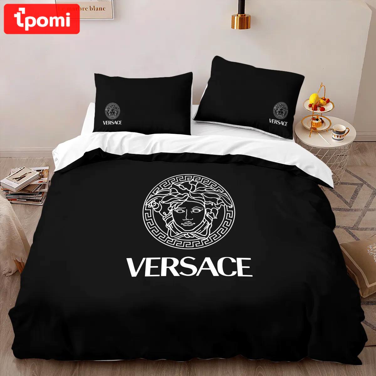 Gianni versace black logo type 967 Bedding Sets duvet bed linen luxury ideas bedclothes sheets blankets covers hyperbeast Bedroom premium fashion brand home decor bedspread