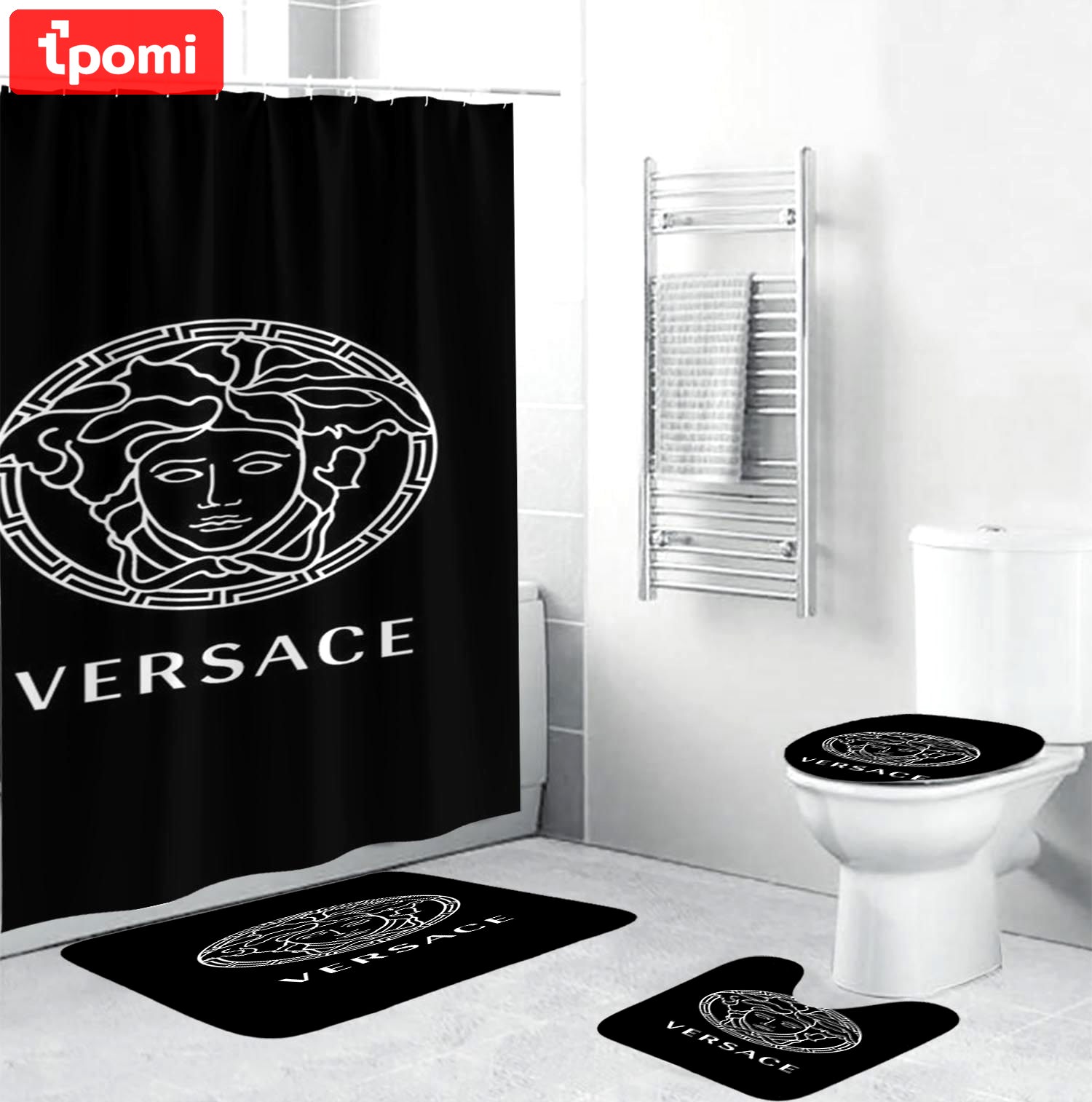 Gianni versace black luxury fashion brand hypebeast home decor bathroom sets bath mat Bathroom Set