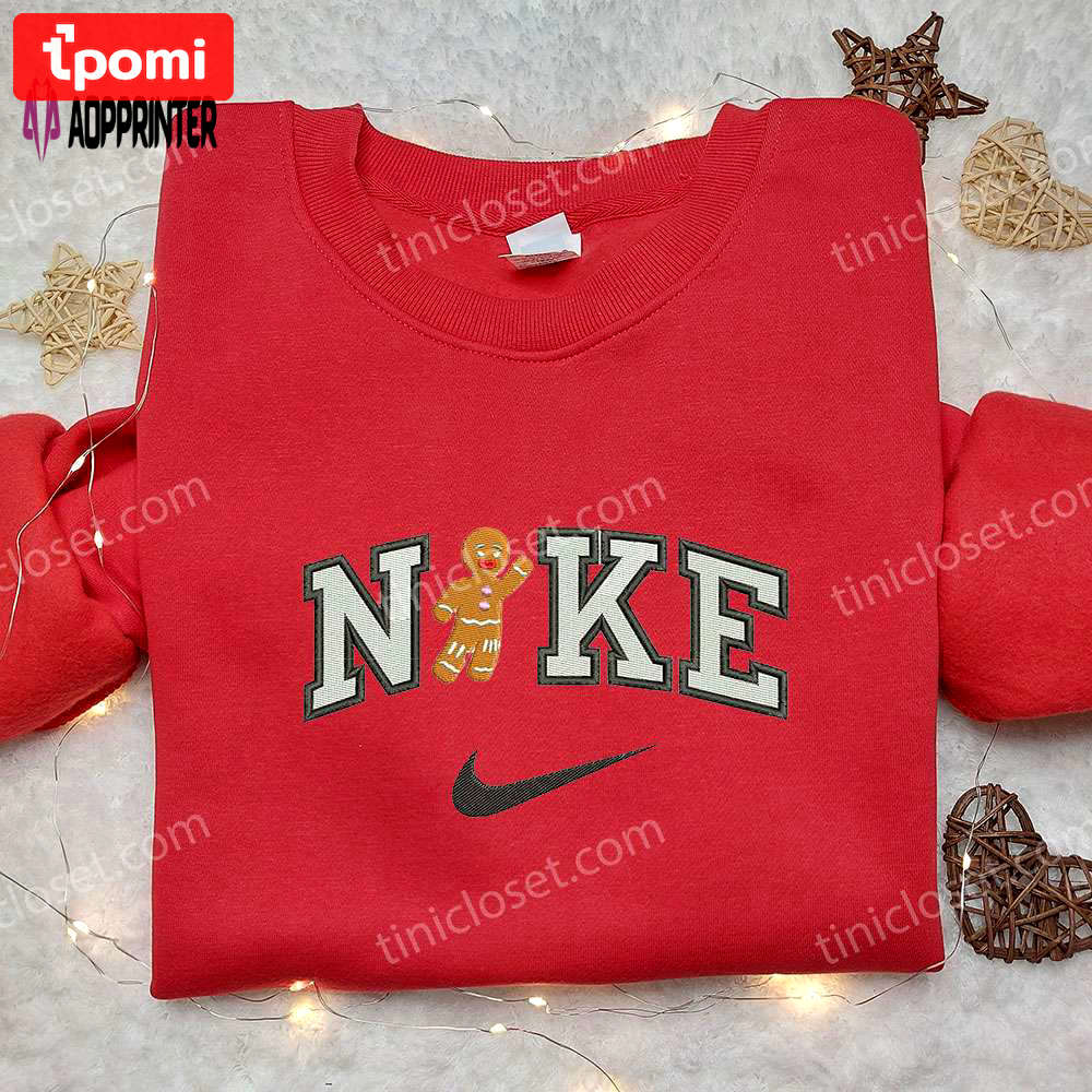 Gingerbread man x nike embroidered sweatshirt shrek cartoon & nike inspired shirt Embroidered Shirt
