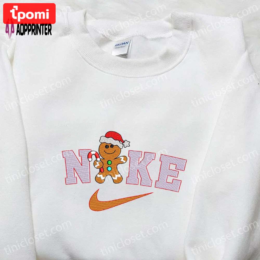 Gingerbread x nike embroidered tshirt: best christmas gift nike inspired shirt Embroidered Shirt