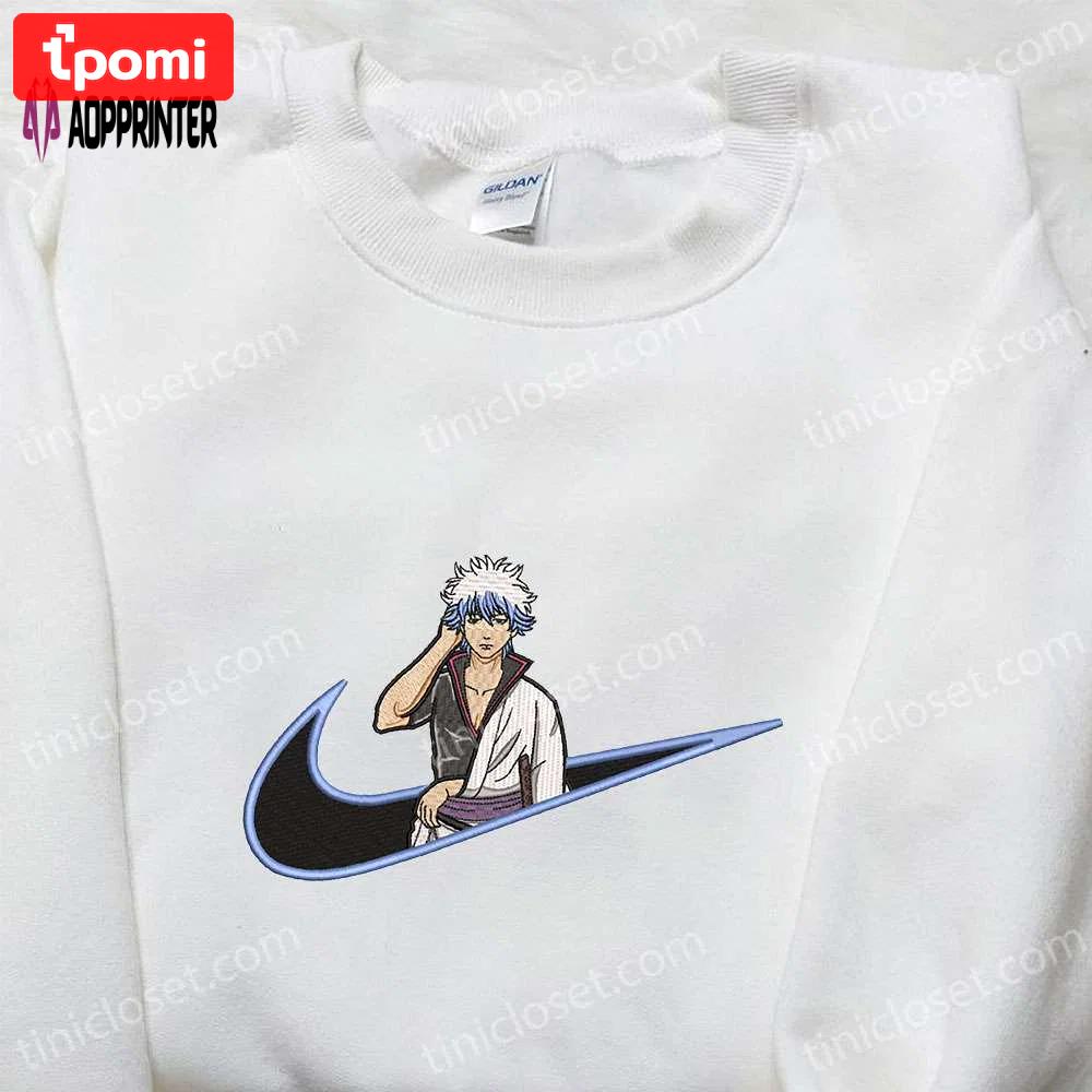 Gintoki sakata x nike anime embroidered t-shirt: gintama & nike inspired shirt Embroidered Shirt
